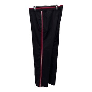 SJBActive Mens Track Pants Black Red Stripe Polyester‎ Size Large Sport Casual